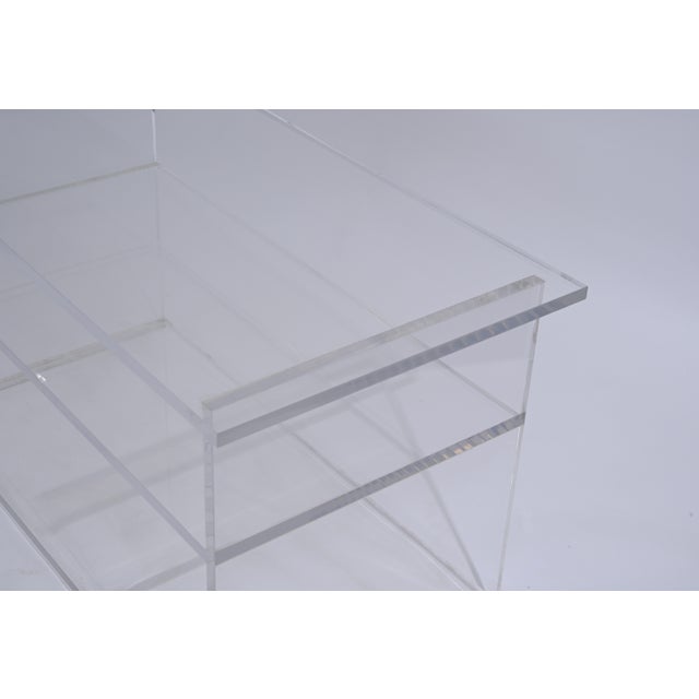 Plastic Clear Acrylic Glass Three Tier Coffee Table, Italy, 1980s For Sale - Image 7 of 14