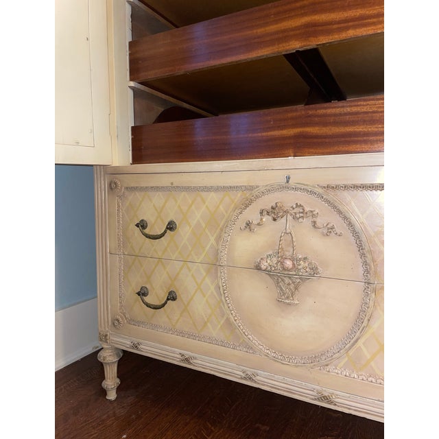 French Provincial Vintage Royal Furniture Co. French Provincial Cane Armoire / Linen Press For Sale - Image 3 of 12