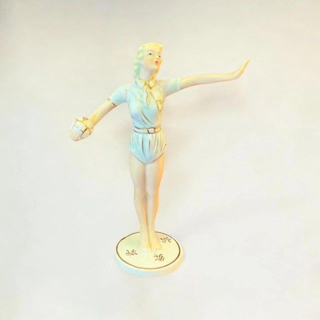 Art Deco Porcelain Girl with Ball Figurine from Neuendorf, 1930s For Sale - Image 9 of 9