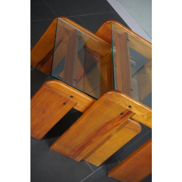 Coffee Table Set in Pine Wood and Glass by Afra & Tobia Scarpa, 1970s, Set of 2 For Sale - Image 9 of 14