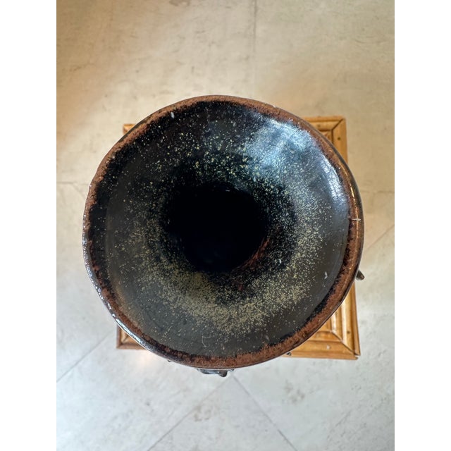 Brown Vintage 1970’s Signed Brutalist Ceramic Vase in Brown For Sale - Image 8 of 14