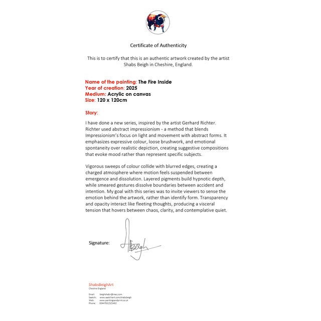 The Fire Inside Abstract Expressionism Acrylic Painting by Shabs Beigh For Sale - Image 9 of 9