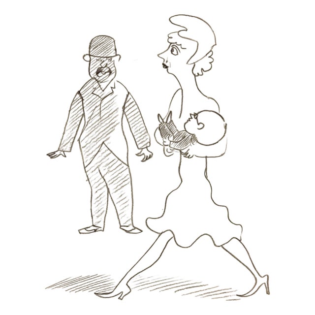 Mino Maccari, Mother and Child, Drawing on Paper, 1960s For Sale