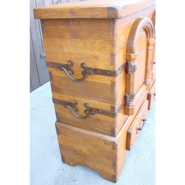 Wood Rustic Oak Chest of Drawers, 1950s For Sale - Image 7 of 13