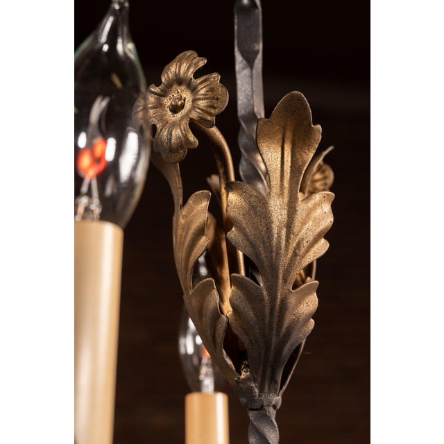 Metal Early 20th Century Monumental Gothic Revival Wrought Iron Floor Candelabra Lamp For Sale - Image 7 of 8