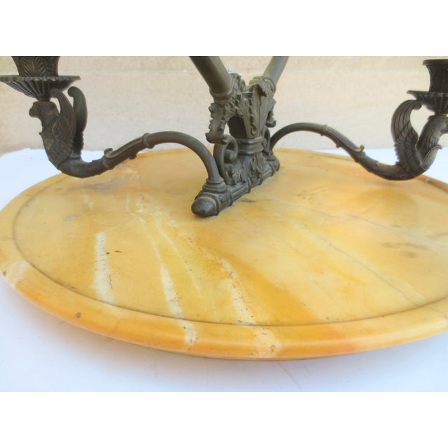 Metal Antique French Empire Bronze Swan Vanity Mirror For Sale - Image 7 of 11