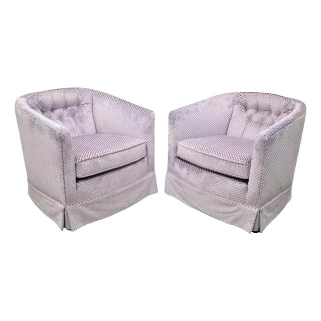 Mid 20th Century Mid Century Modern Milo Baughman Style Purple Barrel Back Club Chairs - a Pair For Sale
