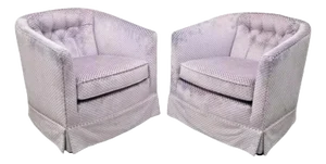 Mid 20th Century Mid Century Modern Milo Baughman Style Purple Barrel Back Club Chairs - a Pair