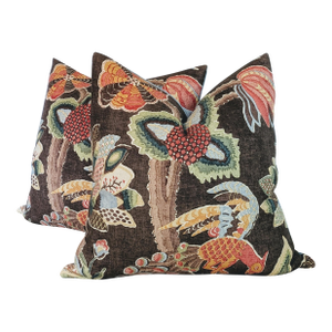 Lee Jofa Leyland Print 22" Pillows in Tobacco