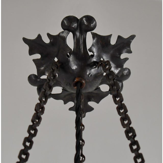 Small French Art Deco Pendant Light by Le Verre Francais Schneider - 1925 Chandelier France For Sale - Image 10 of 14