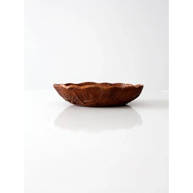 Mid-Century Modern Vintage Syroco Style Floral Cast Wood Bowl For Sale - Image 3 of 6