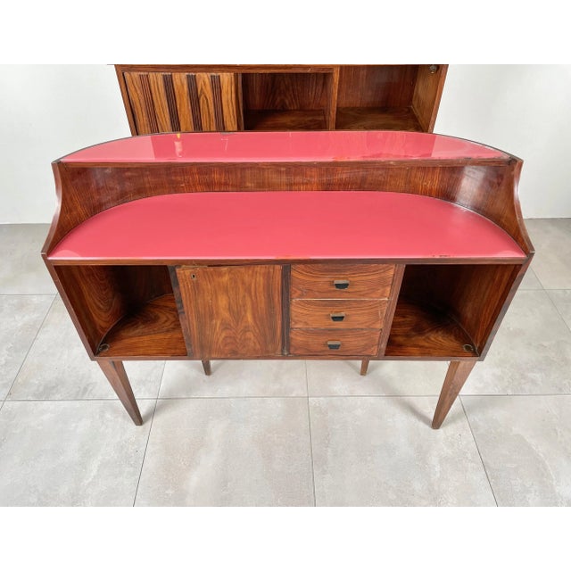 Mid-Century Modern Wood, Mirror & Glass Bar Cabinet, Italy, 1960s For Sale - Image 12 of 17