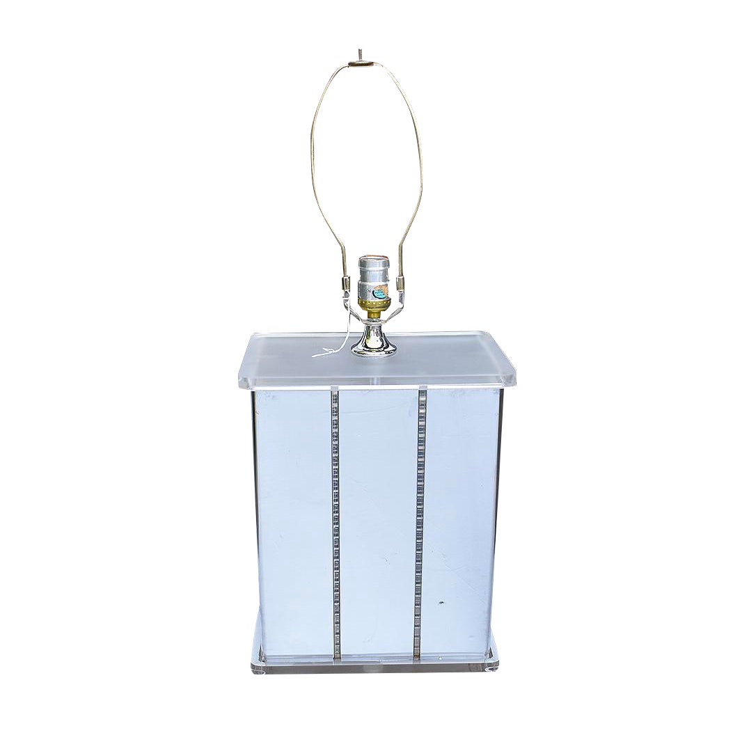 1970 S Acrylic Mirrored Mid Century Lucite Table Mirror Lamp