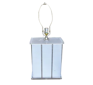 1970's - Acrylic Mirrored Mid-Century Lucite Table Mirror Lamp Base by Optique