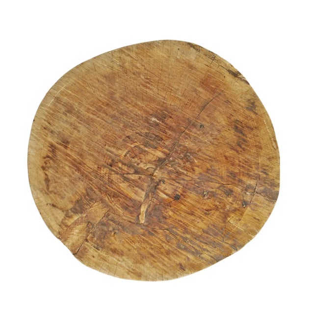 Contemporary Rustic Naga Three Leg Wood Table For Sale In Los Angeles - Image 6 of 8