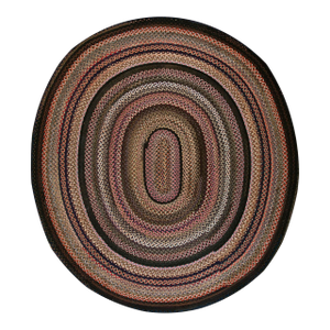 1930s Multicolor Classic Antique American Braided Round Rug 8'10 X 9'9" Wool Carpet
