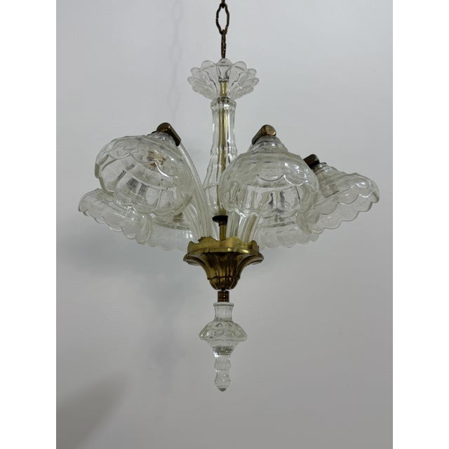 Six-Light Chandelier in Murano Glass and Brass in the style of Seguso, 1940 For Sale - Image 6 of 11