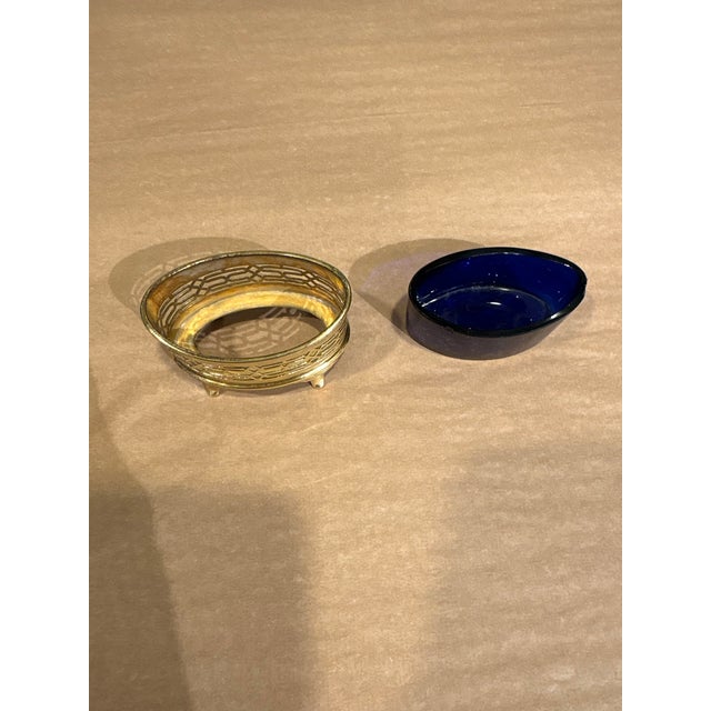Glass Antique Salt Cellar With Cobalt Glass For Sale - Image 7 of 7