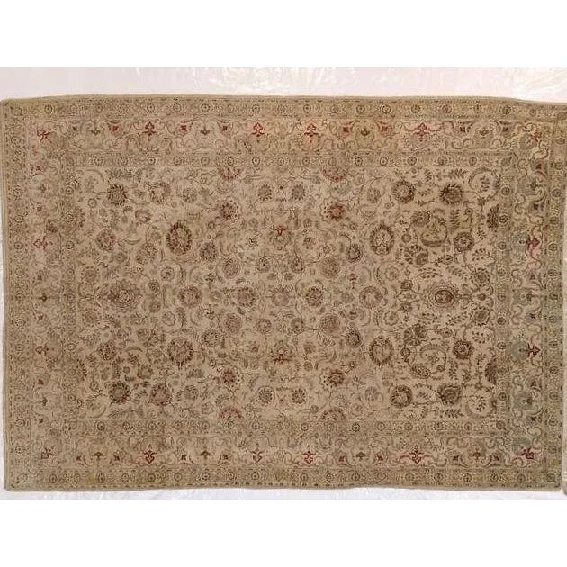 Wool pile genuine hand made fine vintage Persian Kashan carpet-