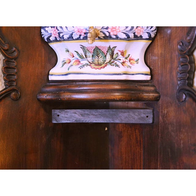 Mid-Century French Hand Painted Corner Desvres Wall Faience Lavabo Fountain For Sale - Image 15 of 16