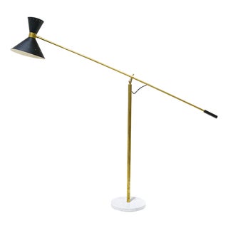 Italian Floor Lamp in Brass and Marble, 1960s For Sale