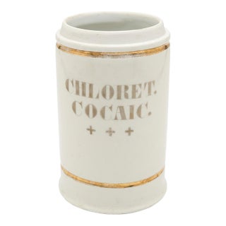 Cocaine Apothecary Jar, Antique Porcelain - Cocaine Hydrochloride “Chloret. Cocaic. +++”, C. 1880–1920 - Highly Collectible See Pics! For Sale