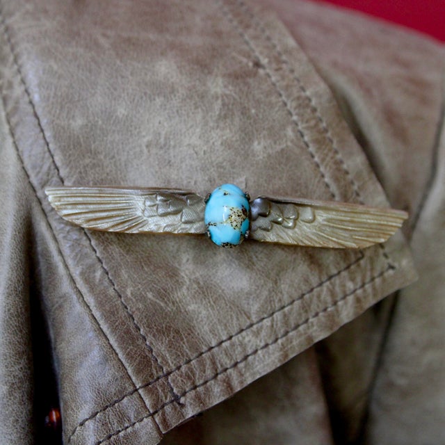 1910s Art Nouveau Georges Pierre Egyptian Revival Scarab Brooch For Sale In Los Angeles - Image 6 of 7