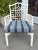 Hollywood Regency Chinese Chippendale White Lacquer Blue Upholstered Arm Chair For Sale - Image 4 of 6