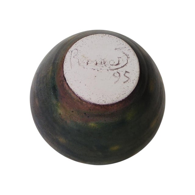 1995 John Ramer Sherrill Studio Pottery Raku Vase For Sale - Image 4 of 4