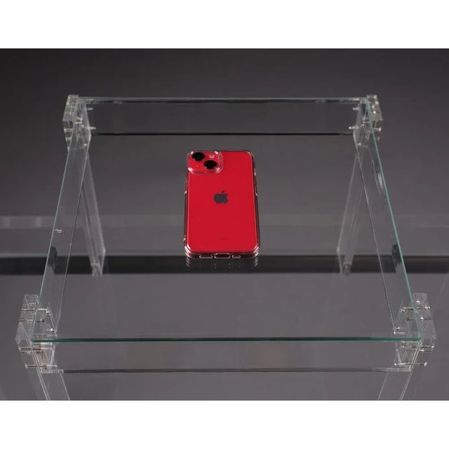 Vintage Square Acrylic Glass Side Tables, France, 1978, Set of 2 For Sale - Image 4 of 10