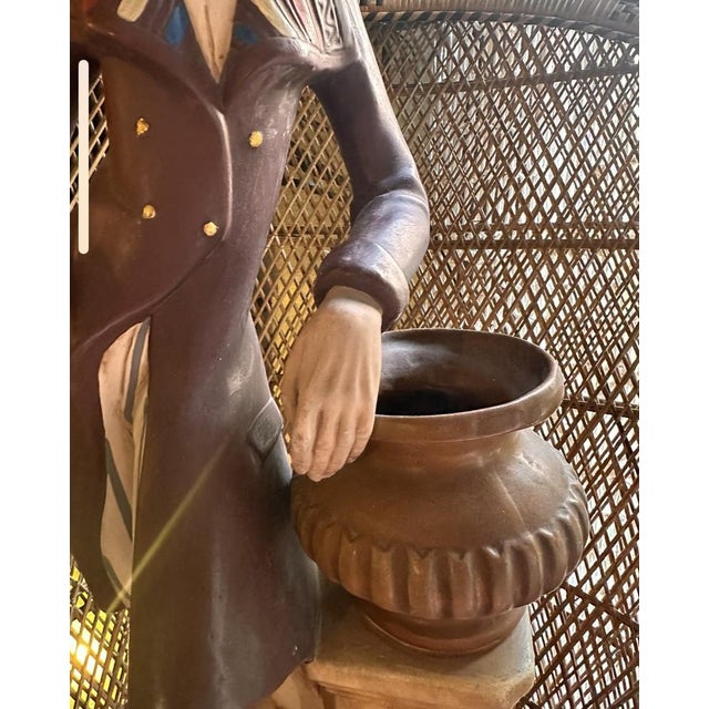 1950s Hand Painted Ceramic Sculpture of Knight on Pedestal Leaning on an Amphora from Tarik, 1950-1960 For Sale - Image 5 of 11