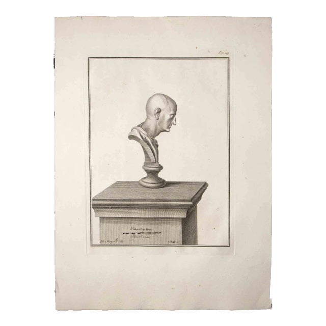 Carlo Nolli, Ancient Roman Bust, Original Etching, 18th Century For Sale