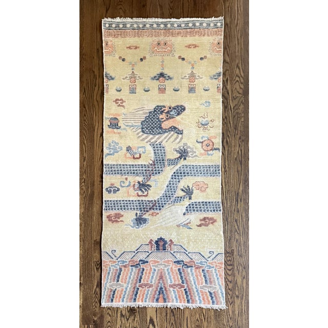 Antique Chinese Ningxia Tibetan Dragon Pillar Rug Qing Dynasty For Sale - Image 16 of 18