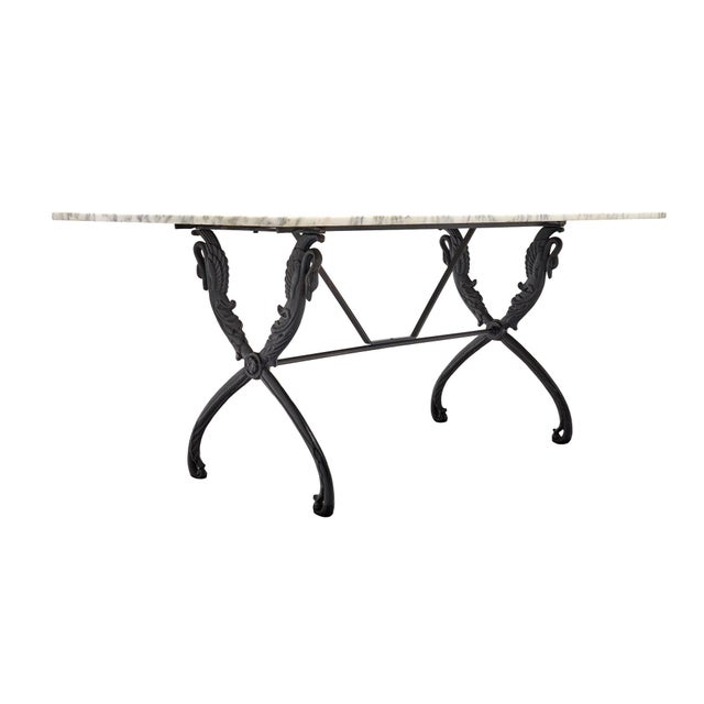 Metal French Art Deco Period Garden Table, Marble and Iron For Sale - Image 7 of 9