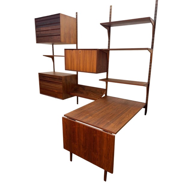 Mid-Century Modern Refinished Danish Modern Poul Cadovius Cado Wall Unit W Dropleaf Desk For Sale - Image 3 of 14