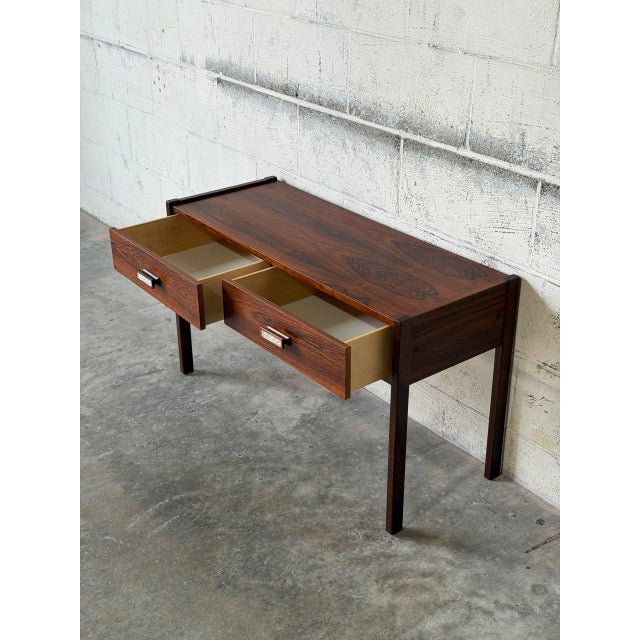 Rosewood Entry Table With Two Drawers Danish Mid-Century Modern 1960s For Sale - Image 9 of 13