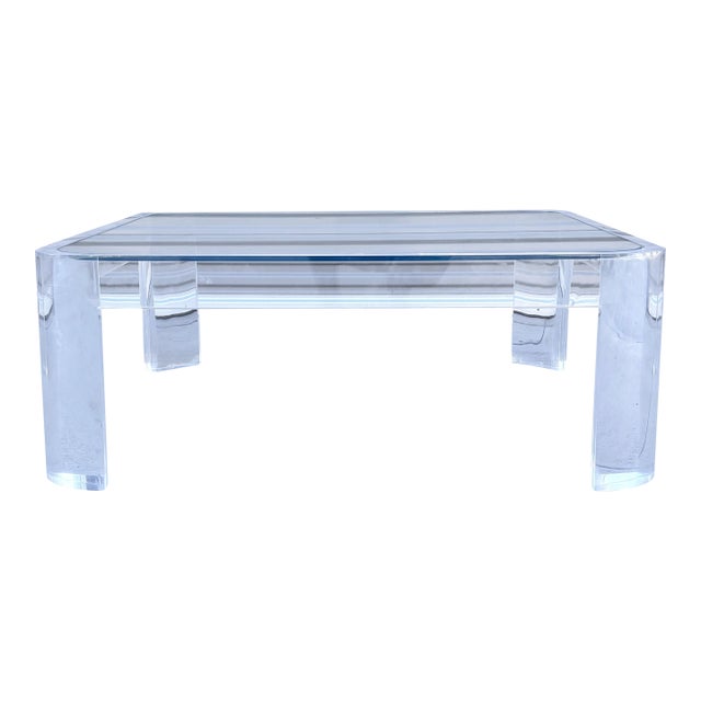 1970s Mid-Century Square Lucite Coffee Table by Les Prismatiques For Sale