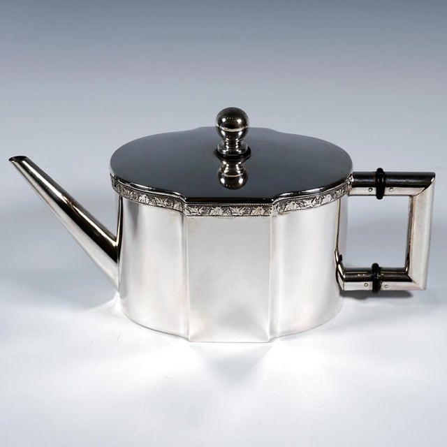 Art Nouveau Silver Coffee and Tea Set by Ludwig Politzer, 1890s, Set of 6 For Sale - Image 4 of 11