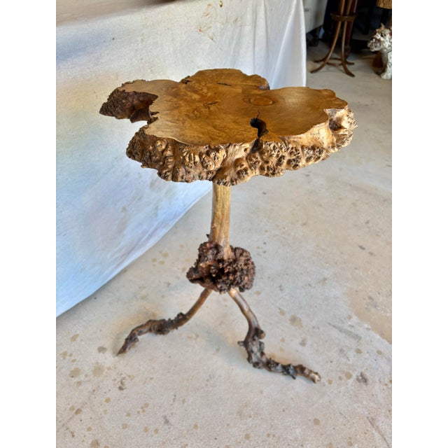 French 20th Century French Olive Wood Live Edge Side Table For Sale - Image 3 of 12