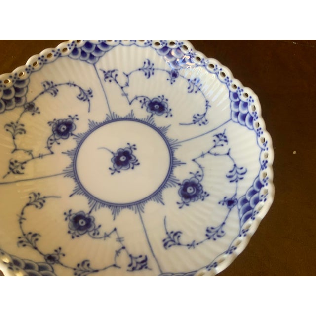 1970s Royal Copenhagen Blue Fluted Full Lace Footed Bowl 1023 For Sale In Naples, FL - Image 6 of 8