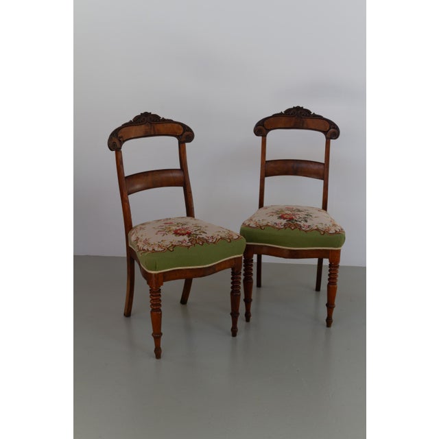 Danish Art Nouveau Chairs with Floral Needlepoint Seats, 1900s, Set of 2 For Sale - Image 13 of 18