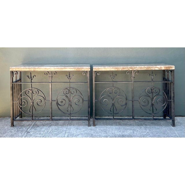 Vintage Wrought Iron Gate Console Table For Sale - Image 9 of 12