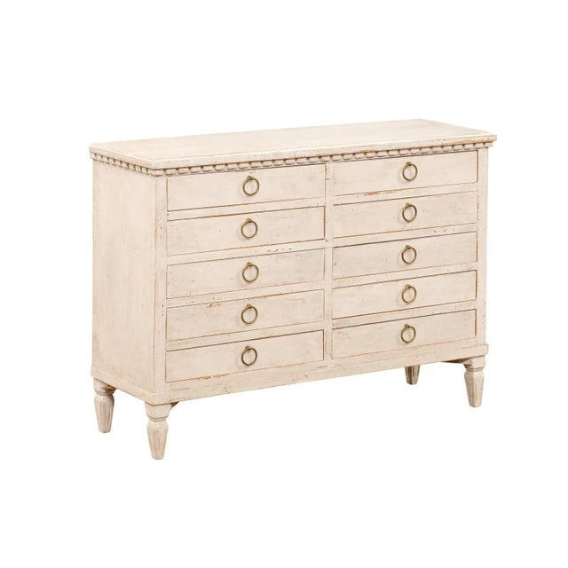 Late 19th Century Swedish Gustavian Style 1890s Apothecary Chest with 10 Drawers and Carved Dentil For Sale - Image 5 of 13