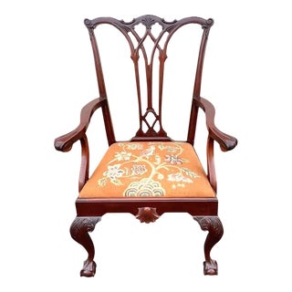 Early 20th Century Mahogany Chippendale Style Armchair For Sale