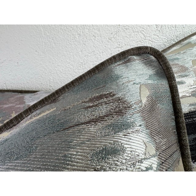 Dark Gray Modern Abstract Silk Brocade Pillows/a Pair For Sale - Image 8 of 10