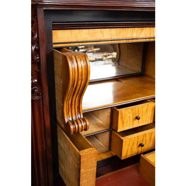 Wood Antique 19th Century Louis Philippe Neapolitan Mahogany Secretary Desk For Sale - Image 7 of 11