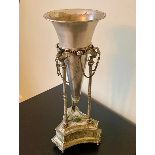 Maitland - Smith Neoclassical Silver Vase With Swans and Paw Feet For Sale - Image 4 of 12