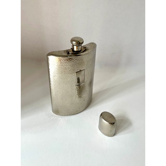 Metal Early 20th Century Hammered Silverplate Hip Flask With Shot Cup For Sale - Image 7 of 12