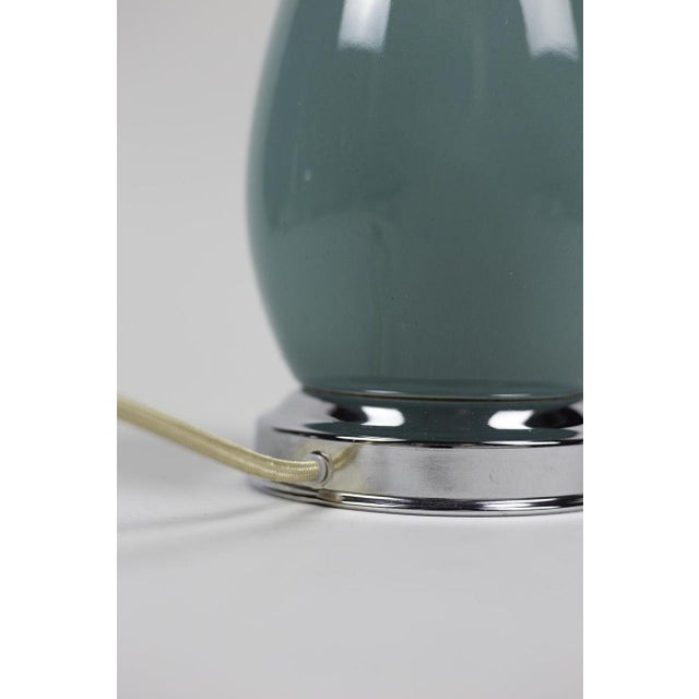 Metal Table Lamps in Blue Porcelain and Silvered Brass, 1970s, Set of 2 For Sale - Image 7 of 8