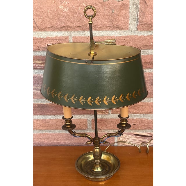 Antique French Bouilette Brass Metal Shade Table Lamp, 1930s For Sale - Image 14 of 14